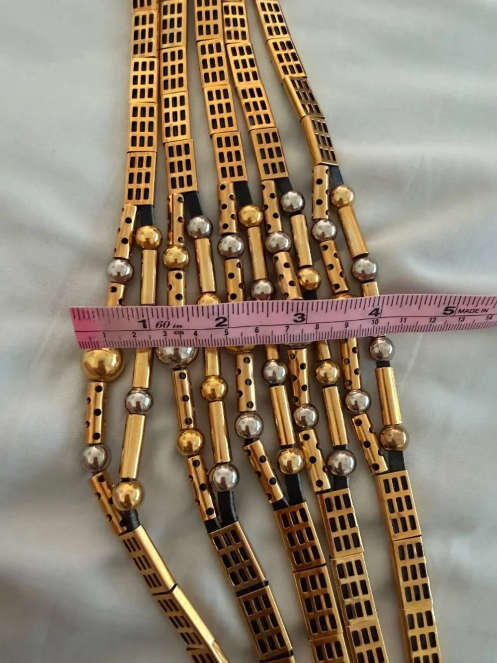 Avignon Womens Statement Belt Size S/M Gold Silver Black Adjustable Vintage Glam